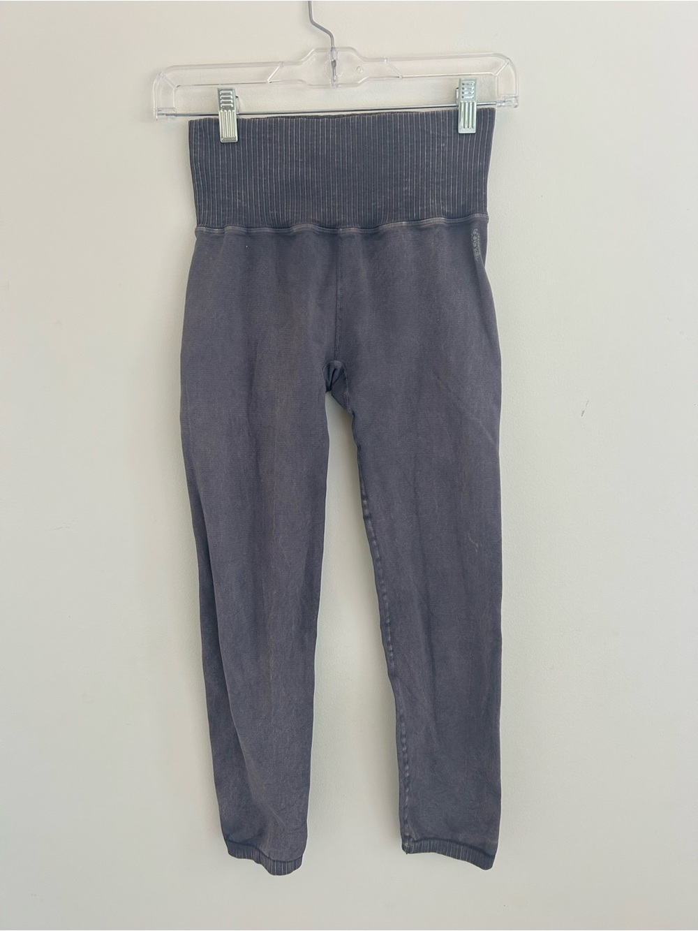 Free People Ribbed High-Waist Leggings - Charcoal Gray